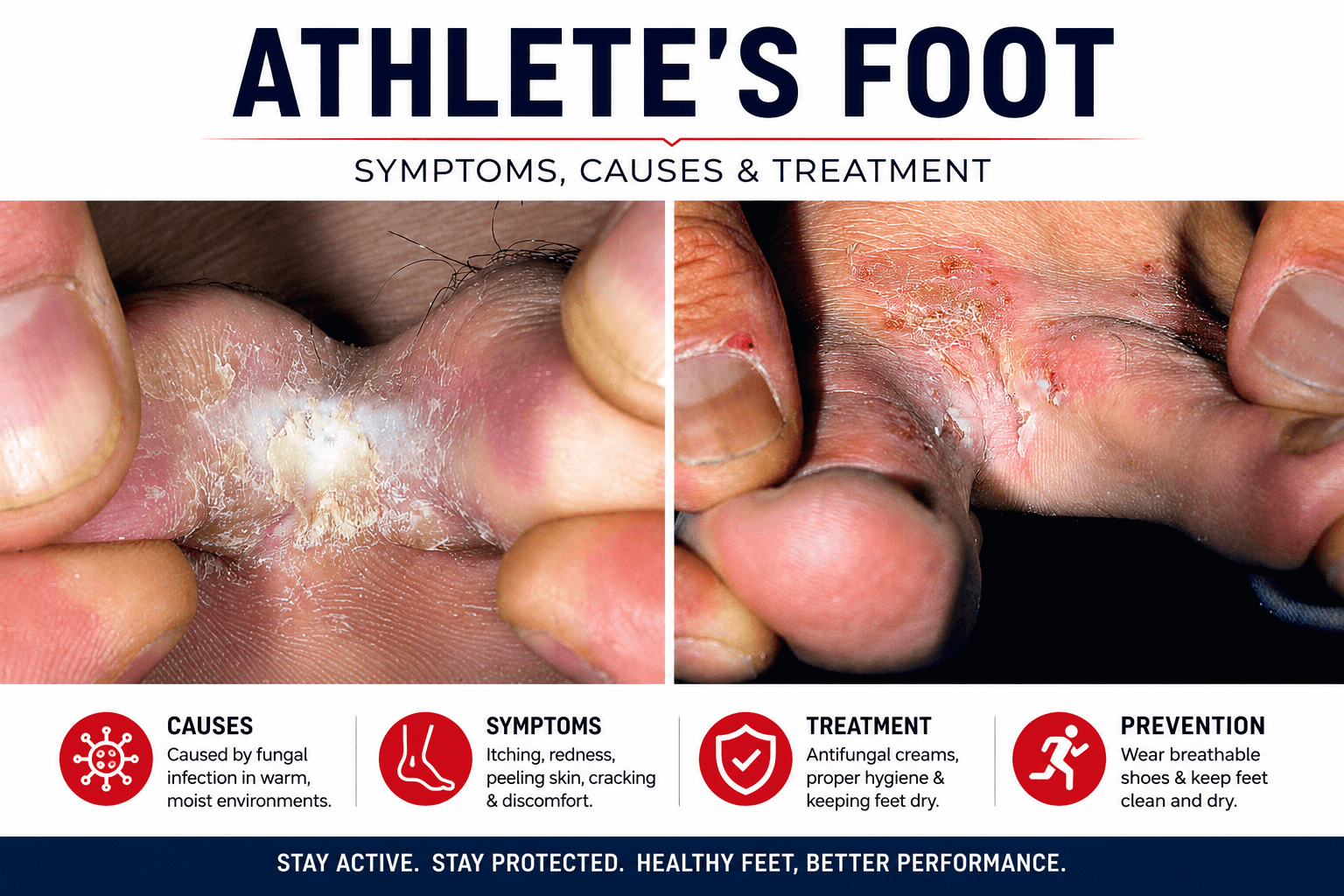 A, Either the scale is dry or B, the toe web space contains wet macerated scale. The fourth web is the most commonly involved web space.